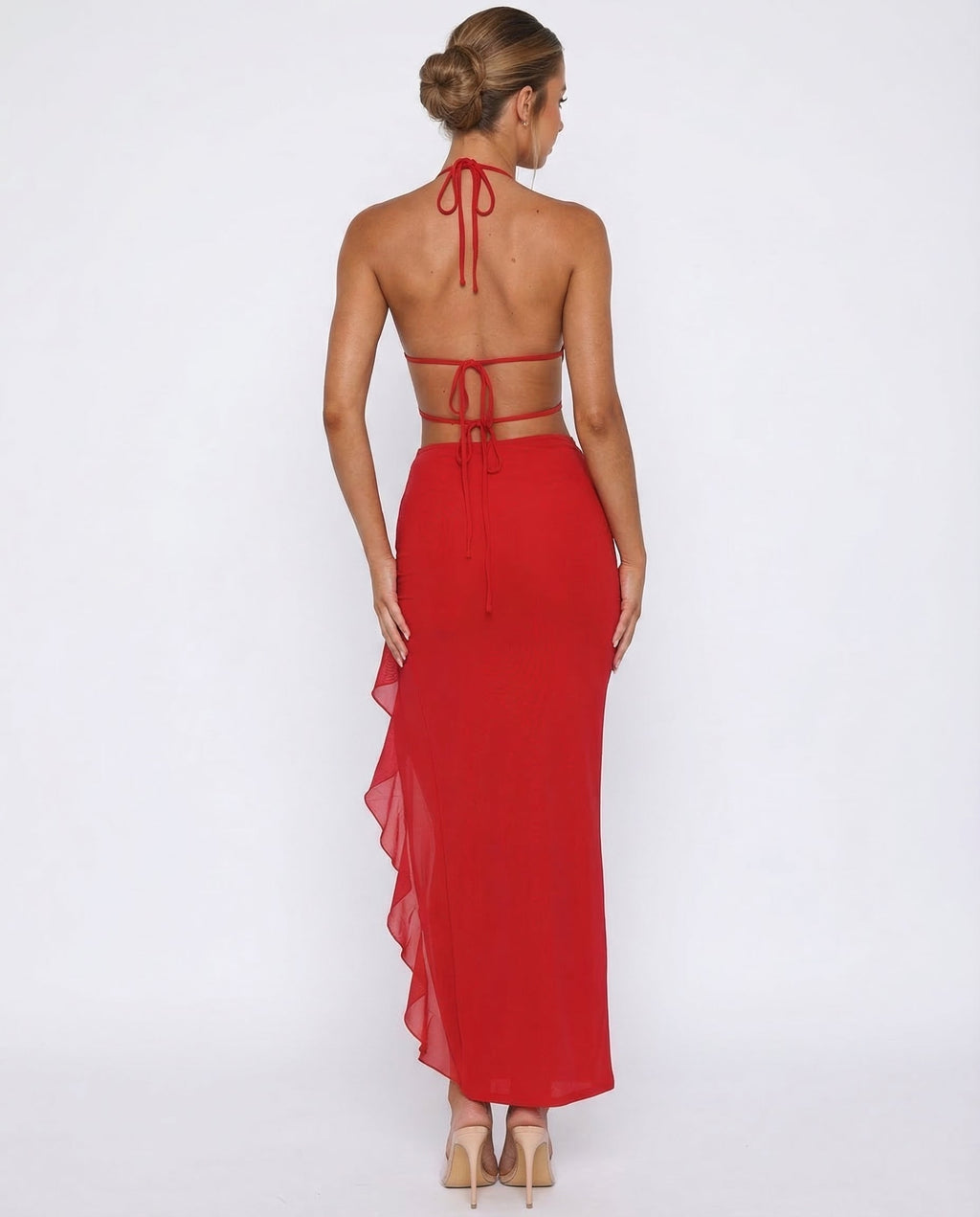 Cherry Crush Backless Maxi Dress Women UK – Evening Wear, Cocktail Occasion