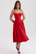 Red Corset Midi Dress Women UK – Evening Wear, Cocktail Occasion
