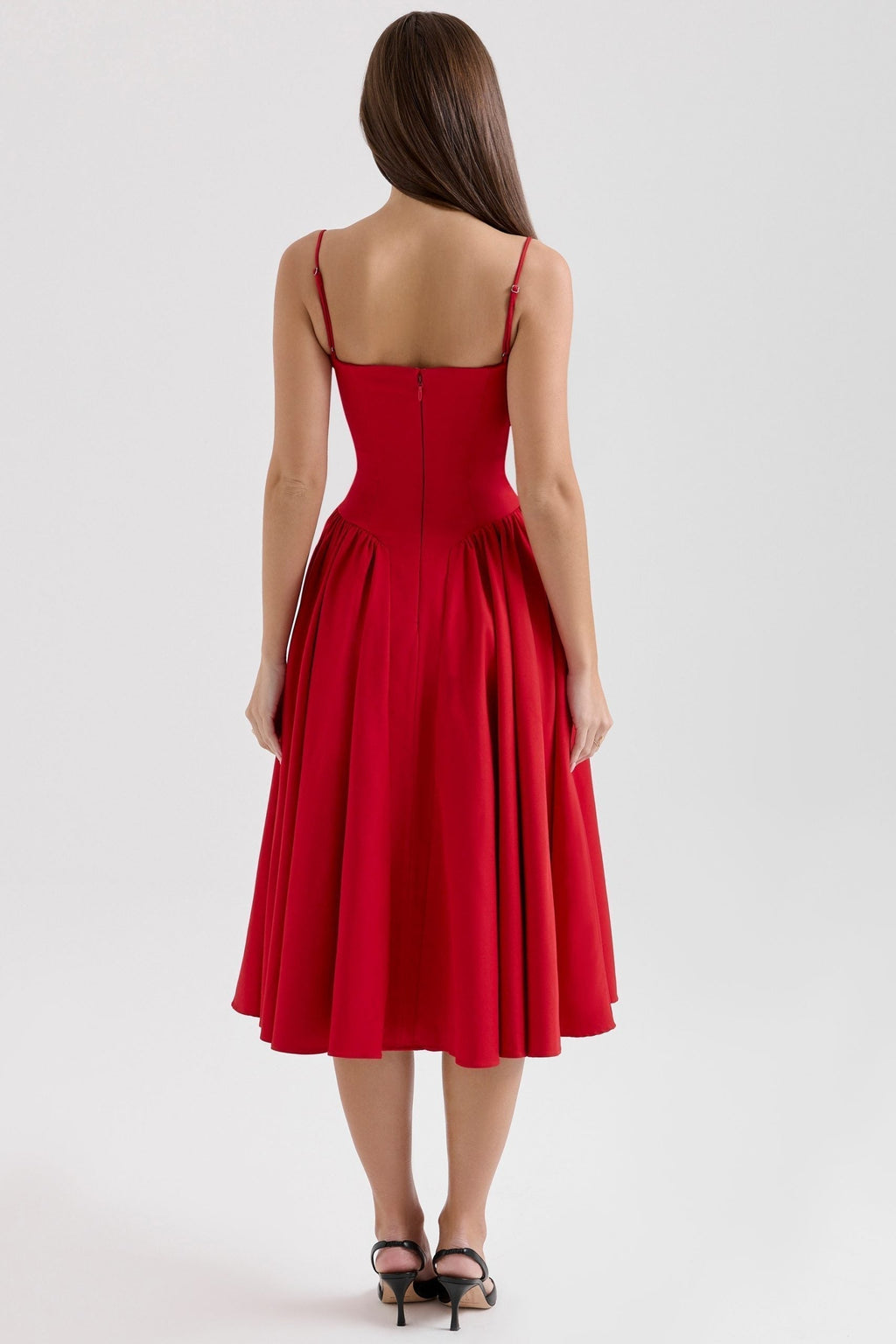Red Corset Midi Dress Women UK – Evening Wear, Cocktail Occasion