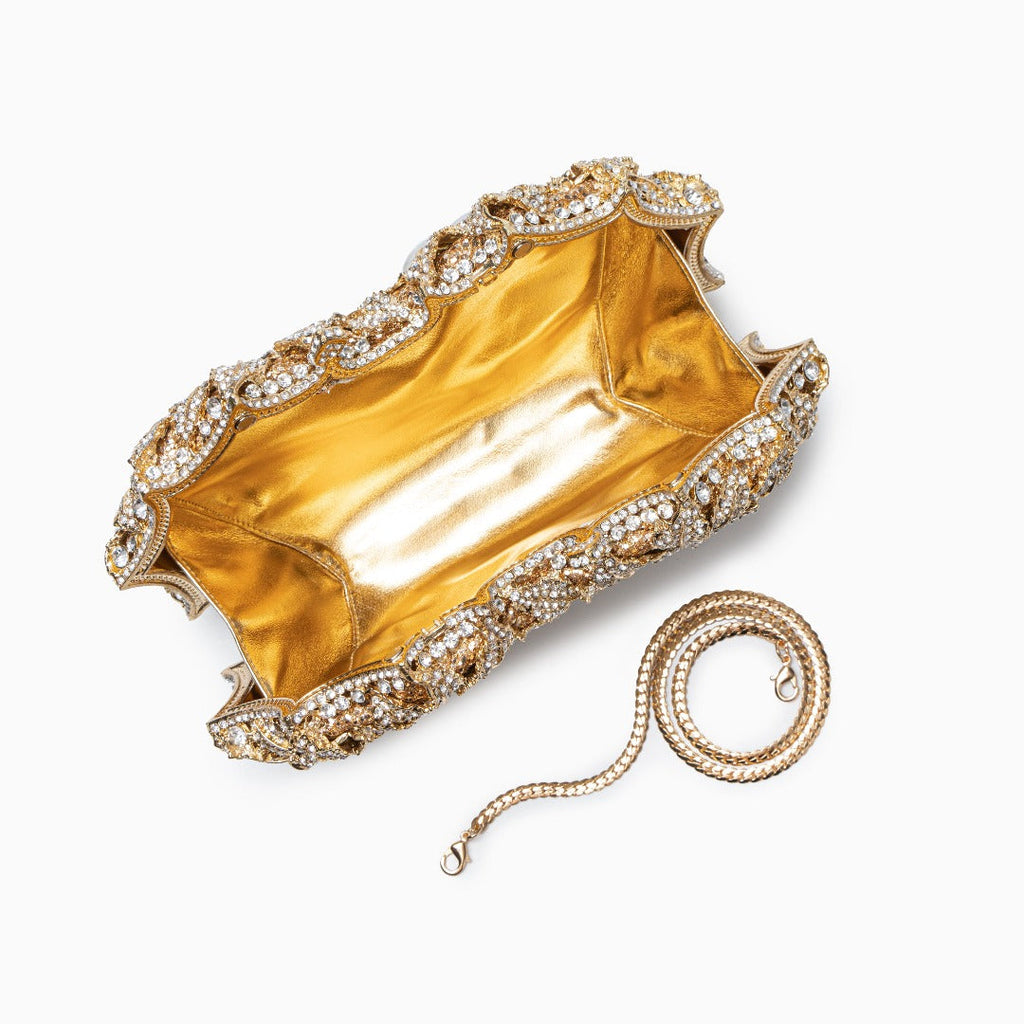 Rose Gold Evening Clutch Bag UK – Jewel Accents for Formal Occasion, Evening Events