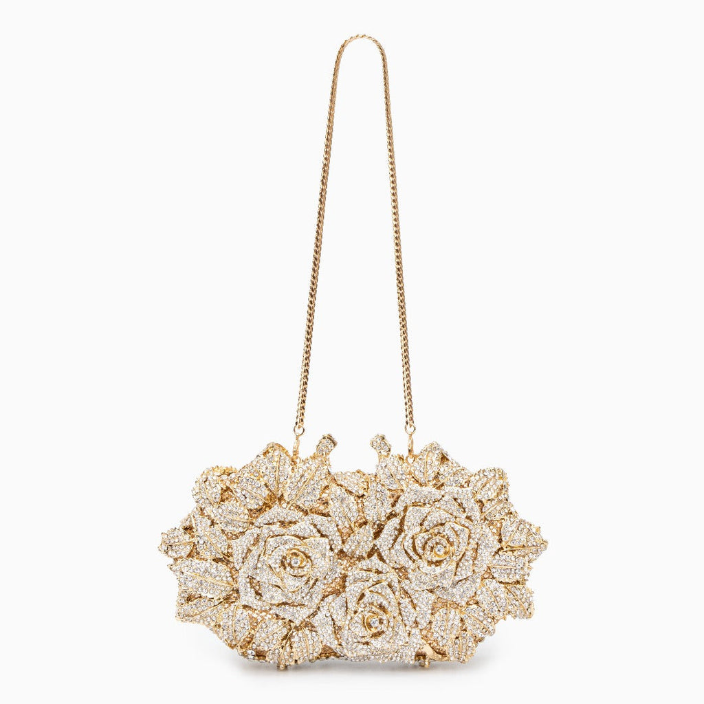 Rose Gold Evening Clutch Bag UK – Jewel Accents for Formal Occasion, Evening Events