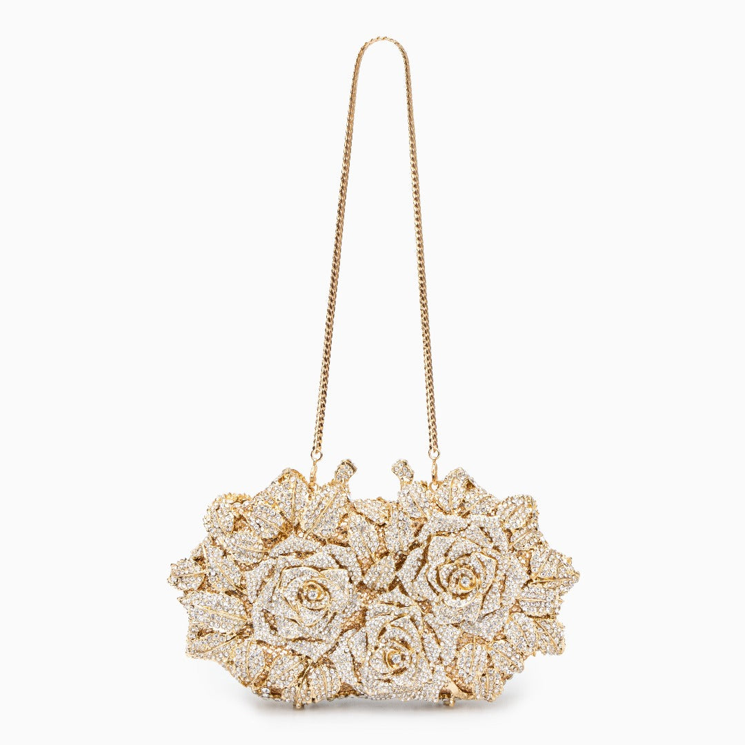 Rose Gold Evening Clutch Bag UK – Jewel Accents for Formal Occasion, Evening Events