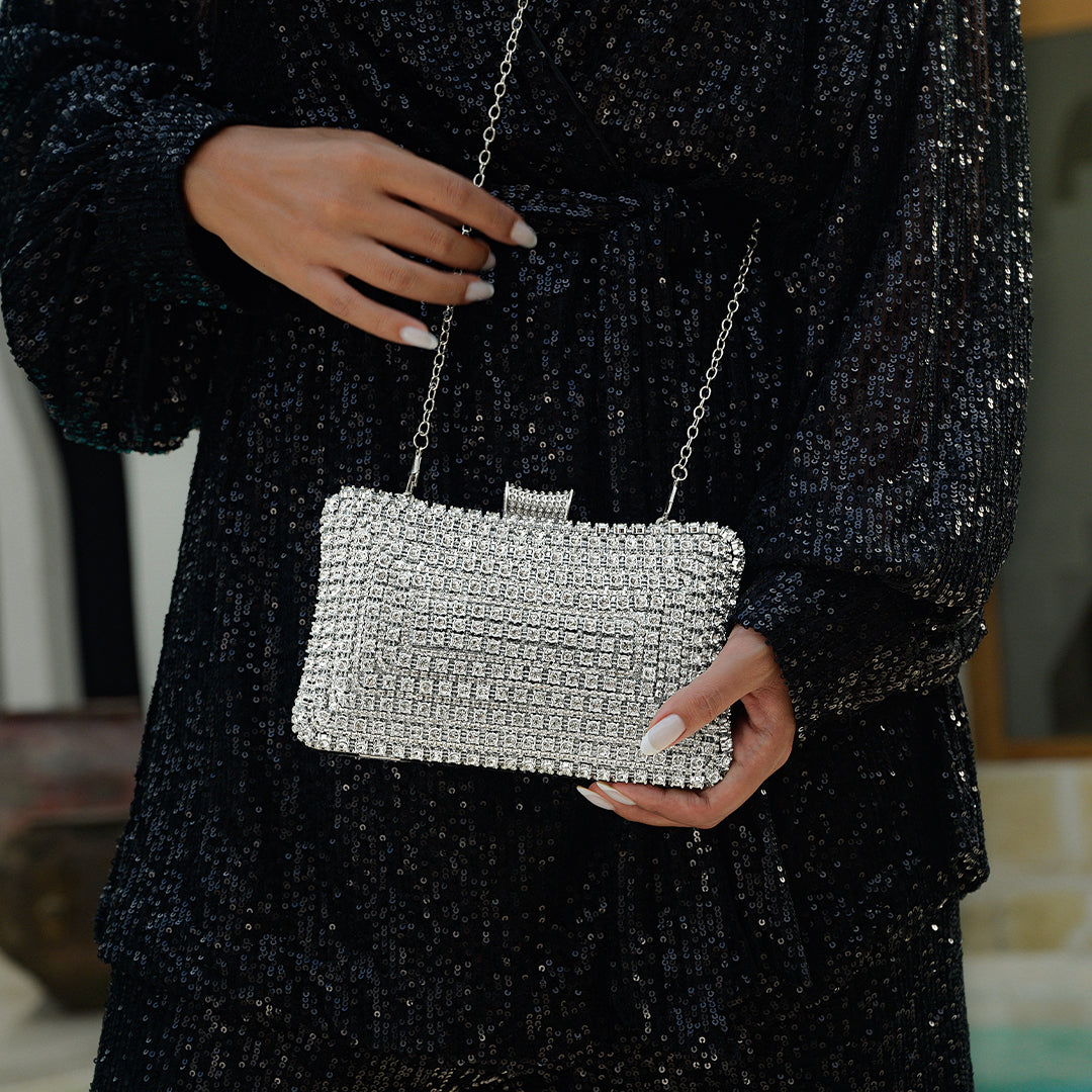 Glitter Evening Clutch Bag UK – Detachable Chain Strap for Weddings, Parties