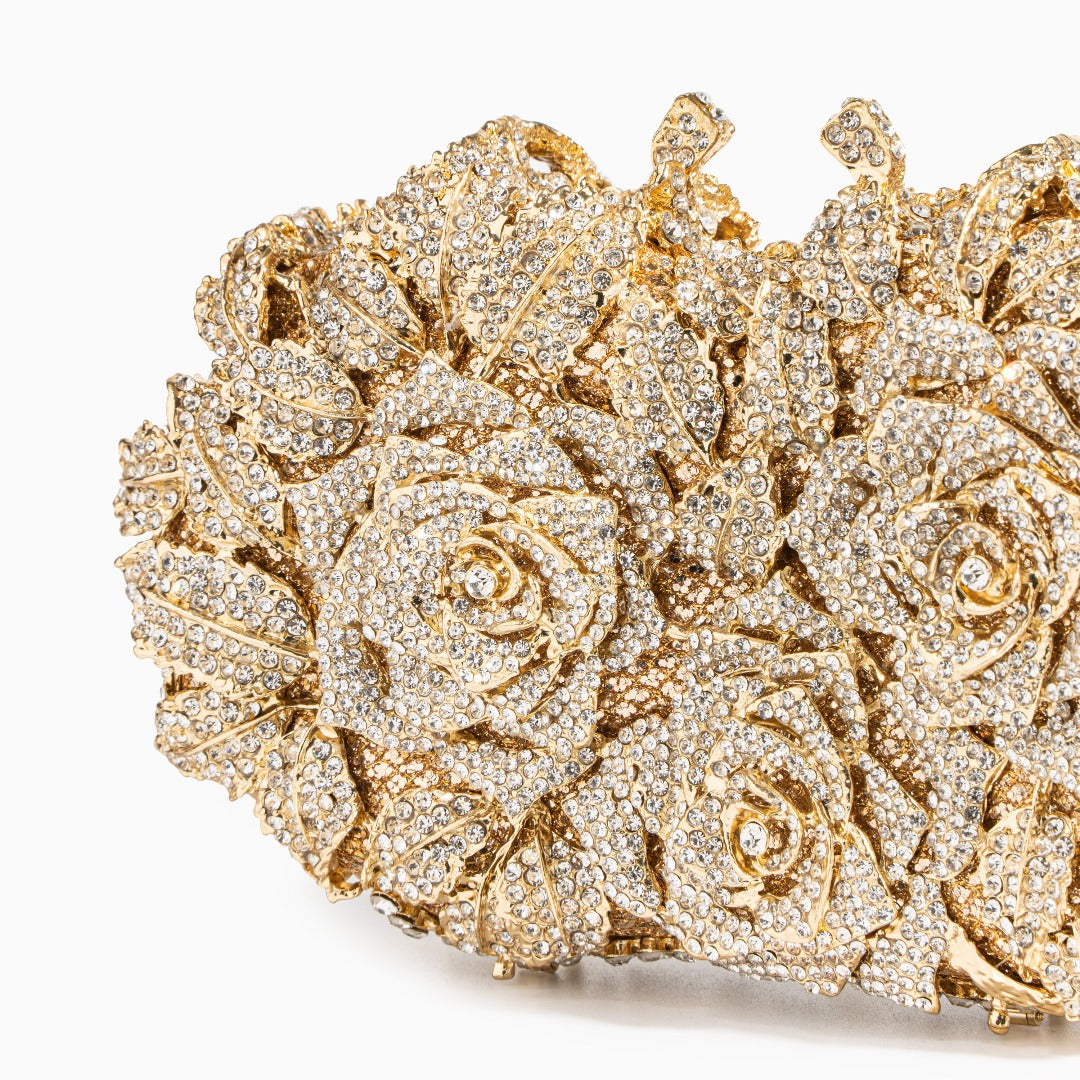 Rose Gold Evening Clutch Bag UK – Jewel Accents for Formal Occasion, Evening Events