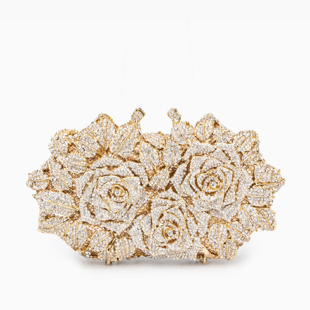 Rose Gold Evening Clutch Bag UK – Jewel Accents for Formal Occasion, Evening Events