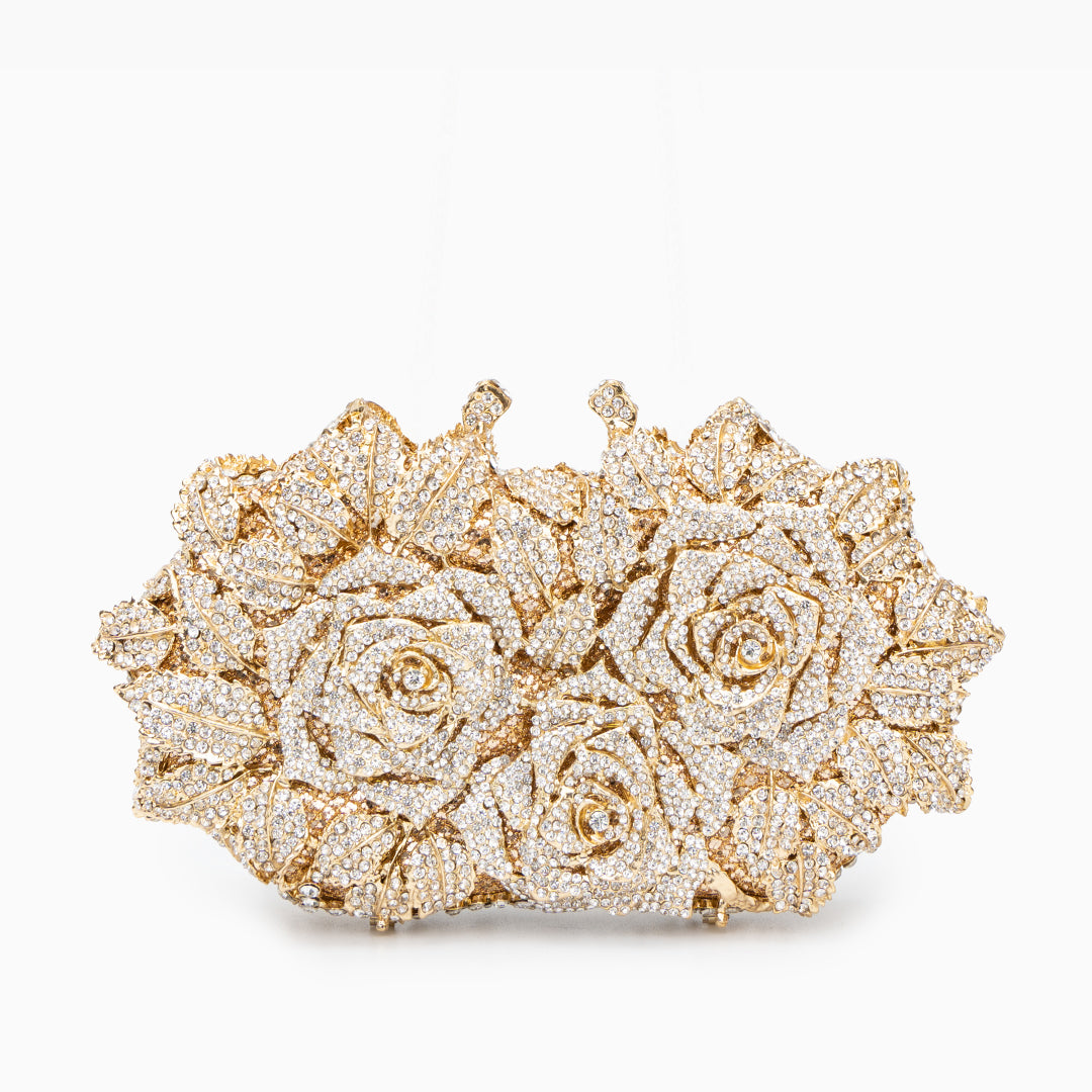 Rose Gold Evening Clutch Bag UK – Jewel Accents for Formal Occasion, Evening Events