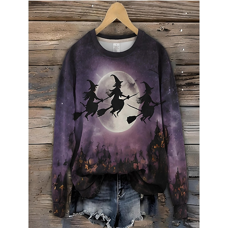 Halloween Striped Sweatshirt for Women | Soft Cotton Blend | Casual Wear