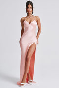 Satin Bias-Cut Maxi Dress Women UK – Plunging Neckline Evening Gown, Formal Occasion