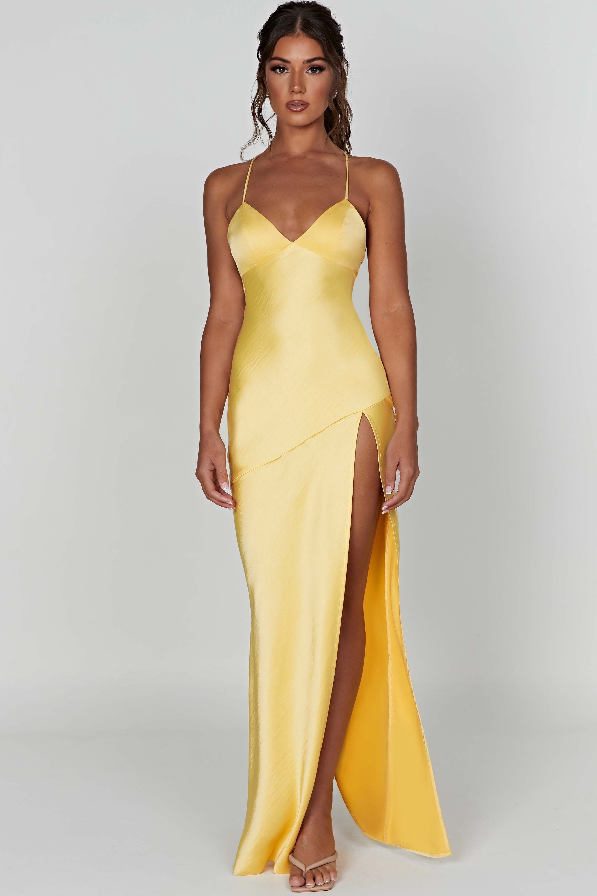 Satin Bias-Cut Maxi Dress Women UK – Plunging Neckline Evening Gown, Formal Occasion