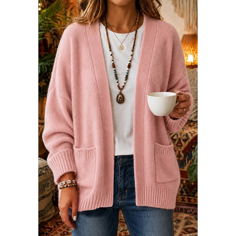 Relaxed Open-Front Cardigan in Soft Knit for Casual Layering and Comfort