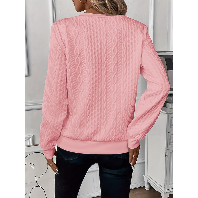 Cable-Textured Quarter-Zip Top for Women - Casual Layering Sweater