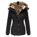 Fur-Trimmed Hooded Winter Jacket for Women - Stylish & Warm Outerwear