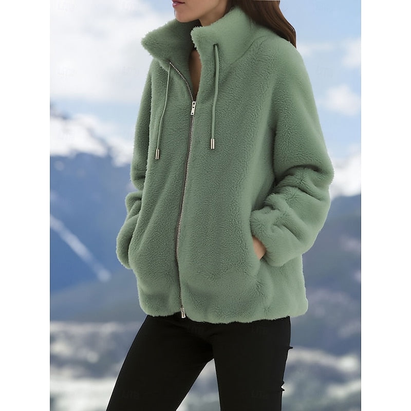 Cozy Zip-Up Coat for Women | Warm Fleece Material | Casual Outerwear