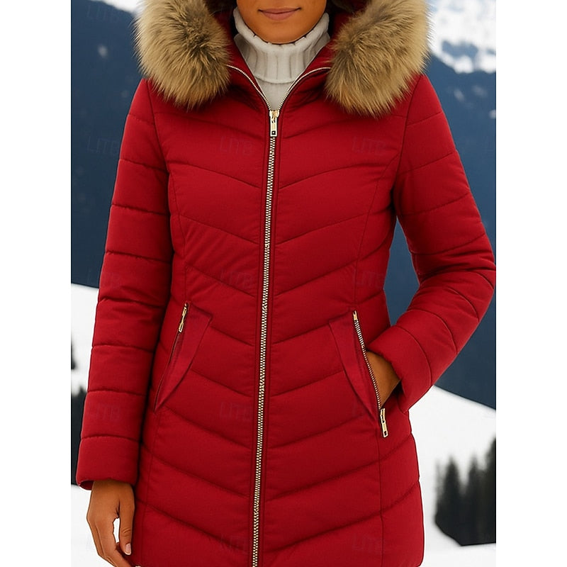 Hooded Quilted Winter Parka with Insulated Lining for Cold Weather Wear