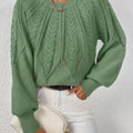 Women's Cable-Knit Cropped Jumper with Ribbed Crew Neck for Casual Wear