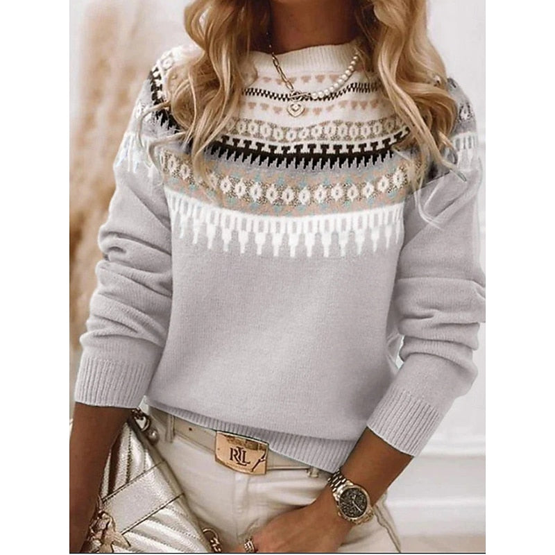 Patterned Knit Sweater for Women | Cozy Casual Wear | Fall Fashion