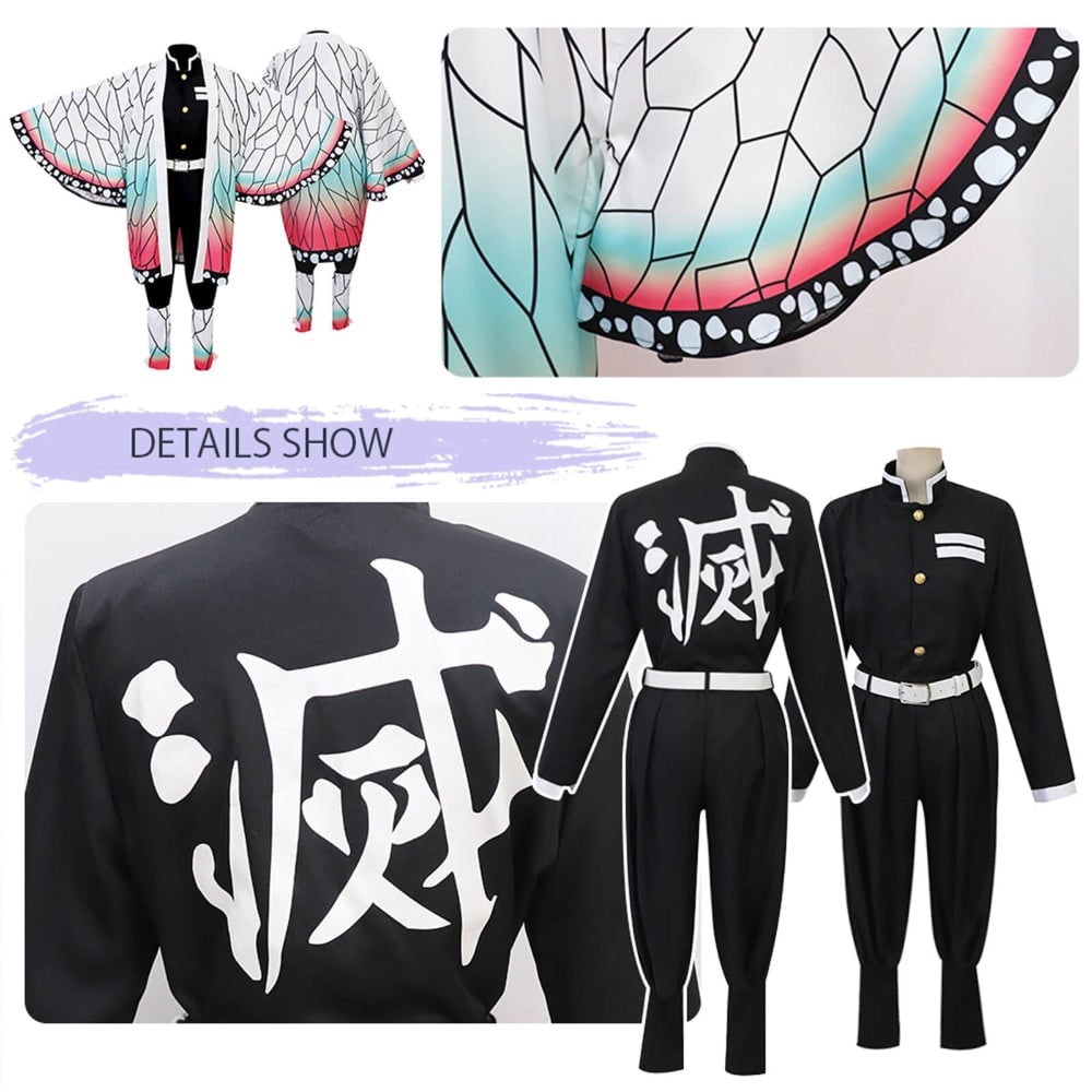 Kids' Halloween Anime Cosplay Costume Set with Kimono Jacket and Wide Leg Wraps