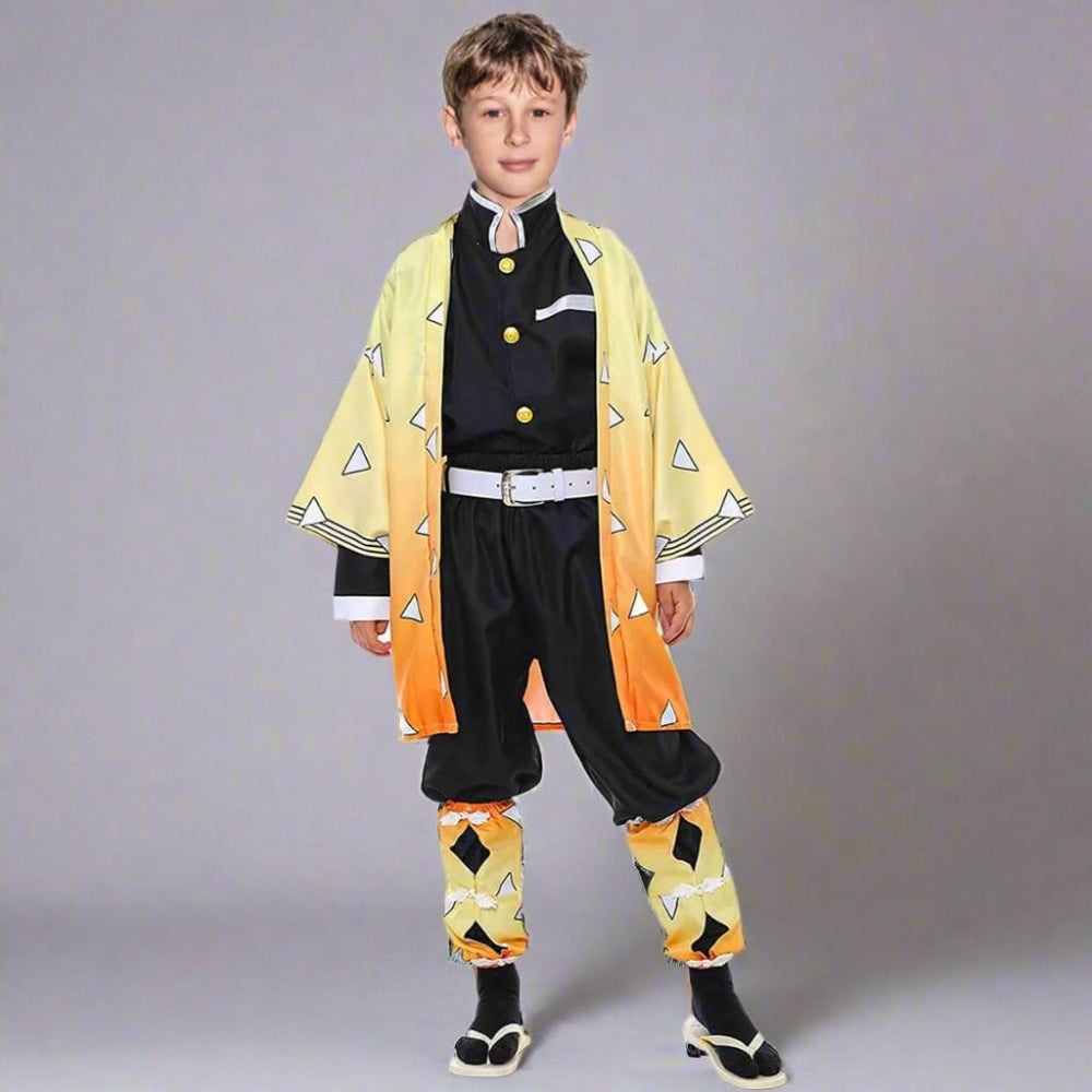 Kids' Halloween Anime Cosplay Costume Set with Kimono Jacket and Wide Leg Wraps