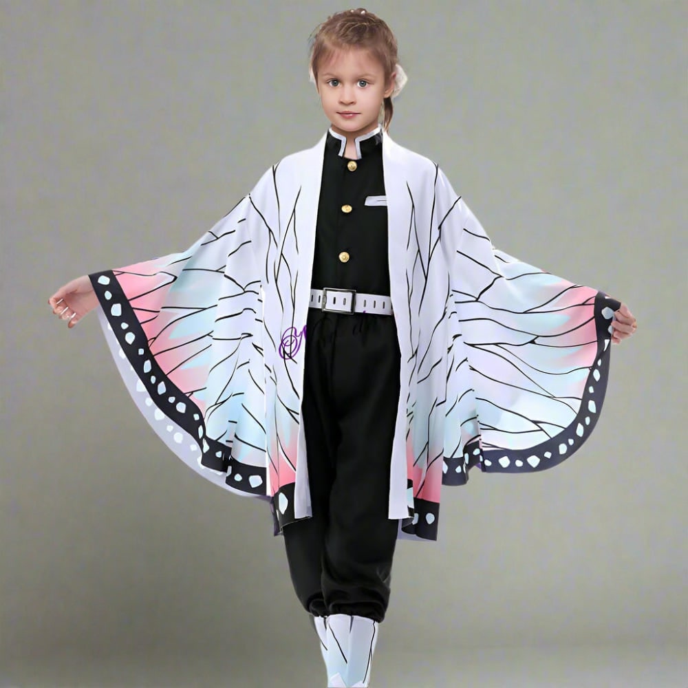 Kids' Halloween Anime Cosplay Costume Set with Kimono Jacket and Wide Leg Wraps