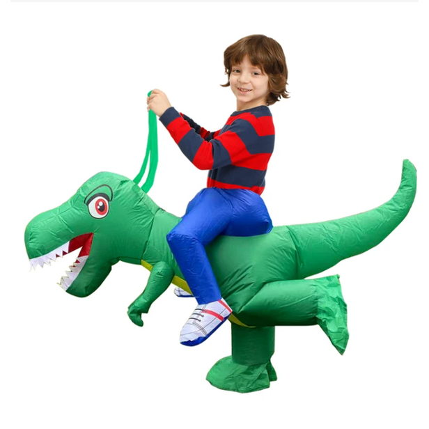 Kids' Inflatable Dinosaur Costume with Built-In Fan - Ride-On Halloween Outfit