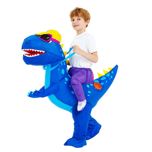 Kids' Inflatable Dinosaur Costume with Built-In Fan - Ride-On Halloween Outfit