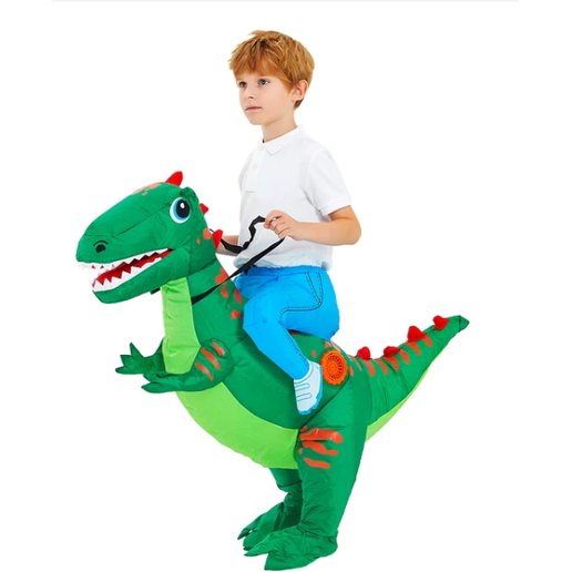 Kids' Inflatable Dinosaur Costume with Built-In Fan - Ride-On Halloween Outfit