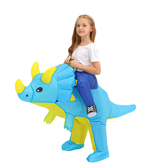 Kids' Inflatable Dinosaur Costume with Built-In Fan - Ride-On Halloween Outfit