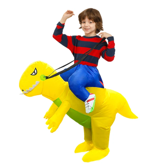 Kids' Inflatable Dinosaur Costume with Built-In Fan - Ride-On Halloween Outfit