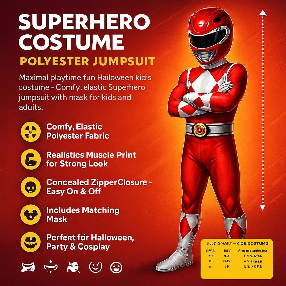 Kids' Black Superhero Catsuit Costume Jumpsuit with Mask and Gloves for Halloween