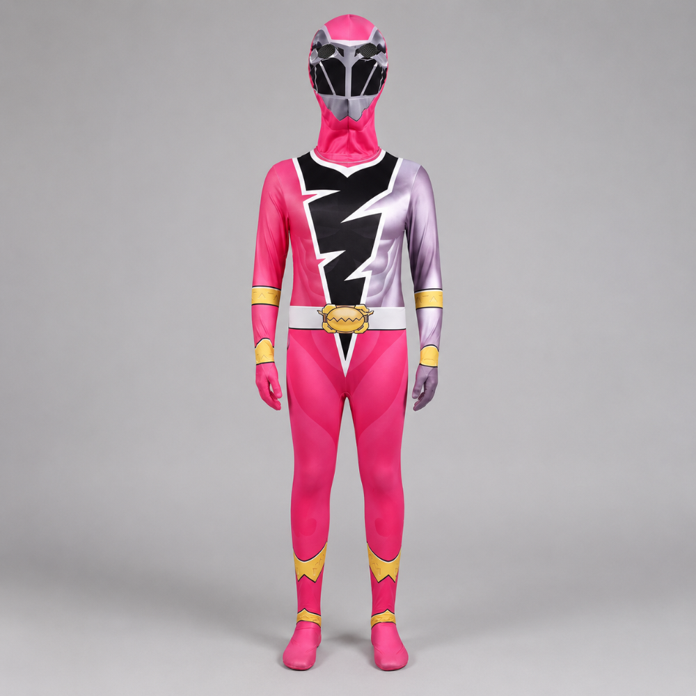 Kids' Superhero Halloween Costume Jumpsuit with Lightning Bolt Chest Panel