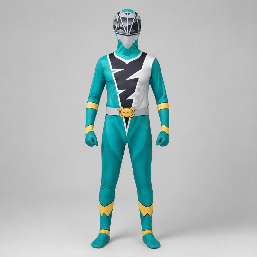 Kids' Superhero Halloween Costume Jumpsuit with Lightning Bolt Chest Panel