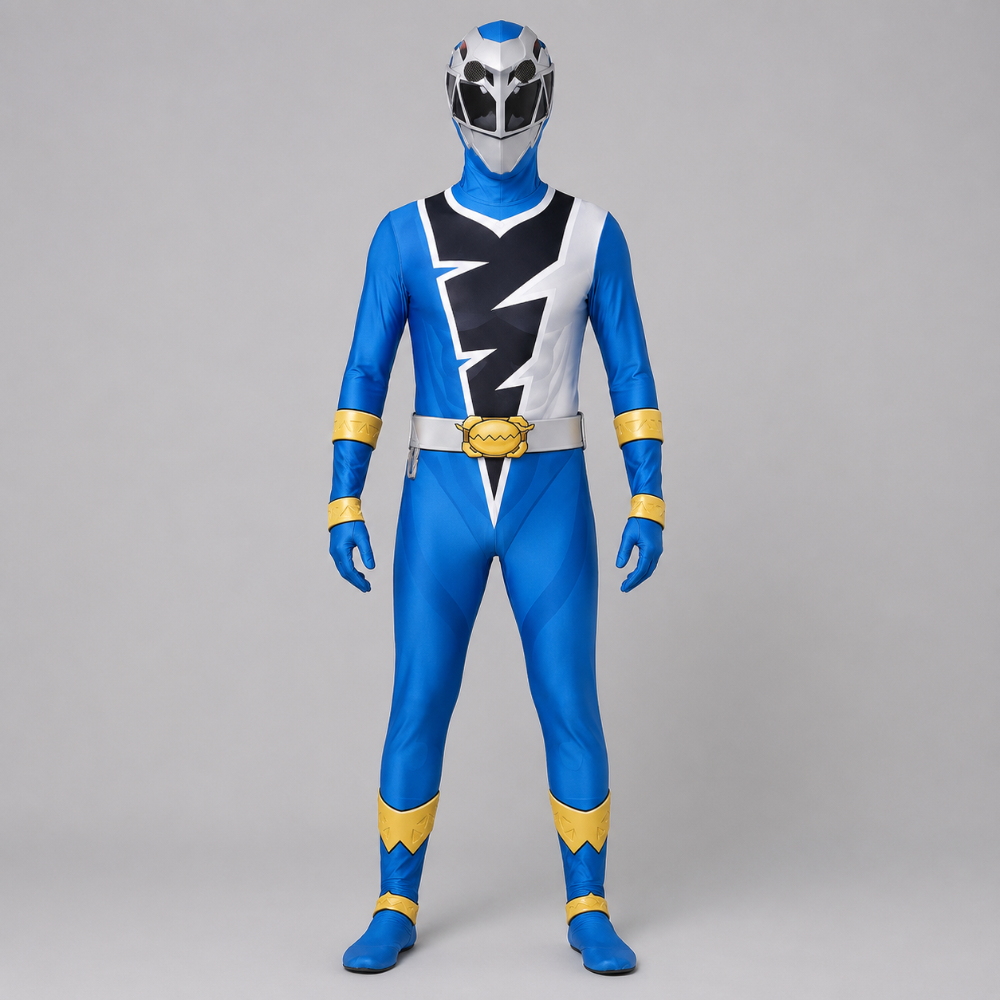 Kids' Superhero Halloween Costume Jumpsuit with Lightning Bolt Chest Panel