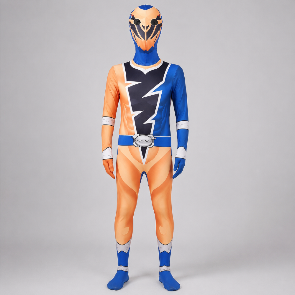 Kids' Superhero Halloween Costume Jumpsuit with Lightning Bolt Chest Panel