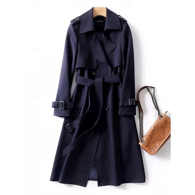Belted Long Trench Coat | Classic Style | Water-Resistant Fabric | Women's Outerwear