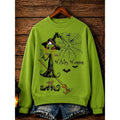 Halloween Crew-Neck Sweatshirt for Women | Playful Design | Cozy Cotton Blend