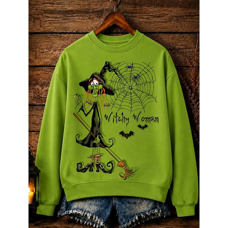 Halloween Crew-Neck Sweatshirt for Women | Playful Design | Cozy Cotton Blend