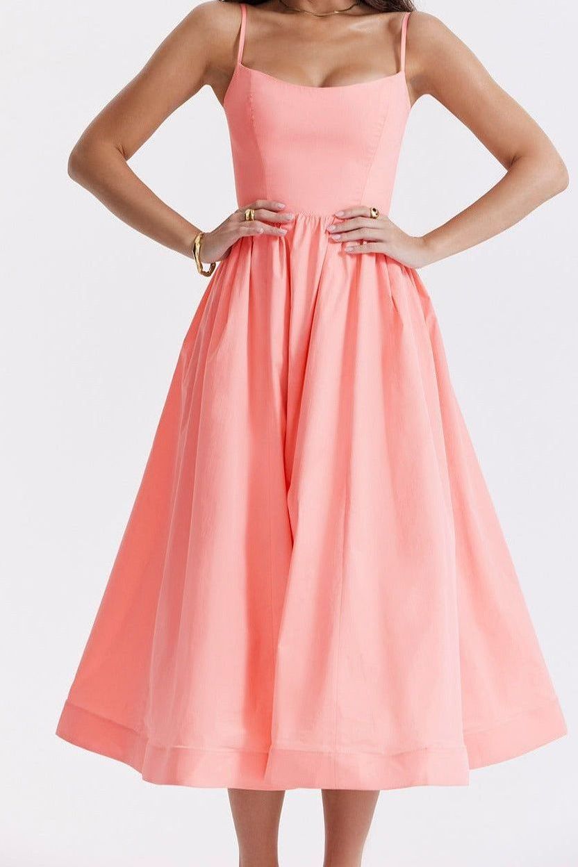 Black Sleeveless Midi Dress Women UK – Wedding Guest Cocktail Evening Gown, Garden Party