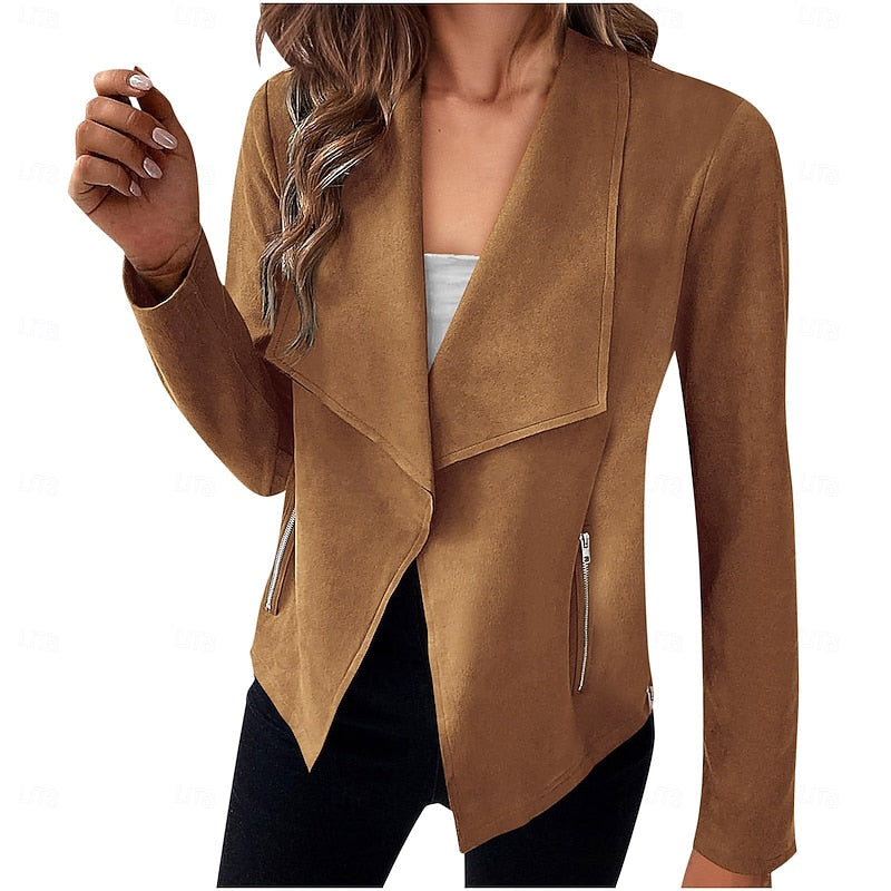 Draped Open-Front Jacket in Lightweight Fabric for Layering and Everyday Wear