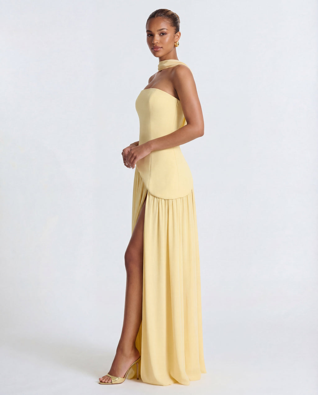 Thigh-High Split Strapless Maxi Dress Women UK – Evening Events, Party Wear