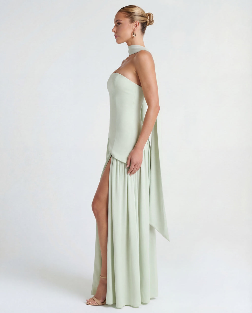Thigh-High Split Strapless Maxi Dress Women UK – Evening Events, Party Wear