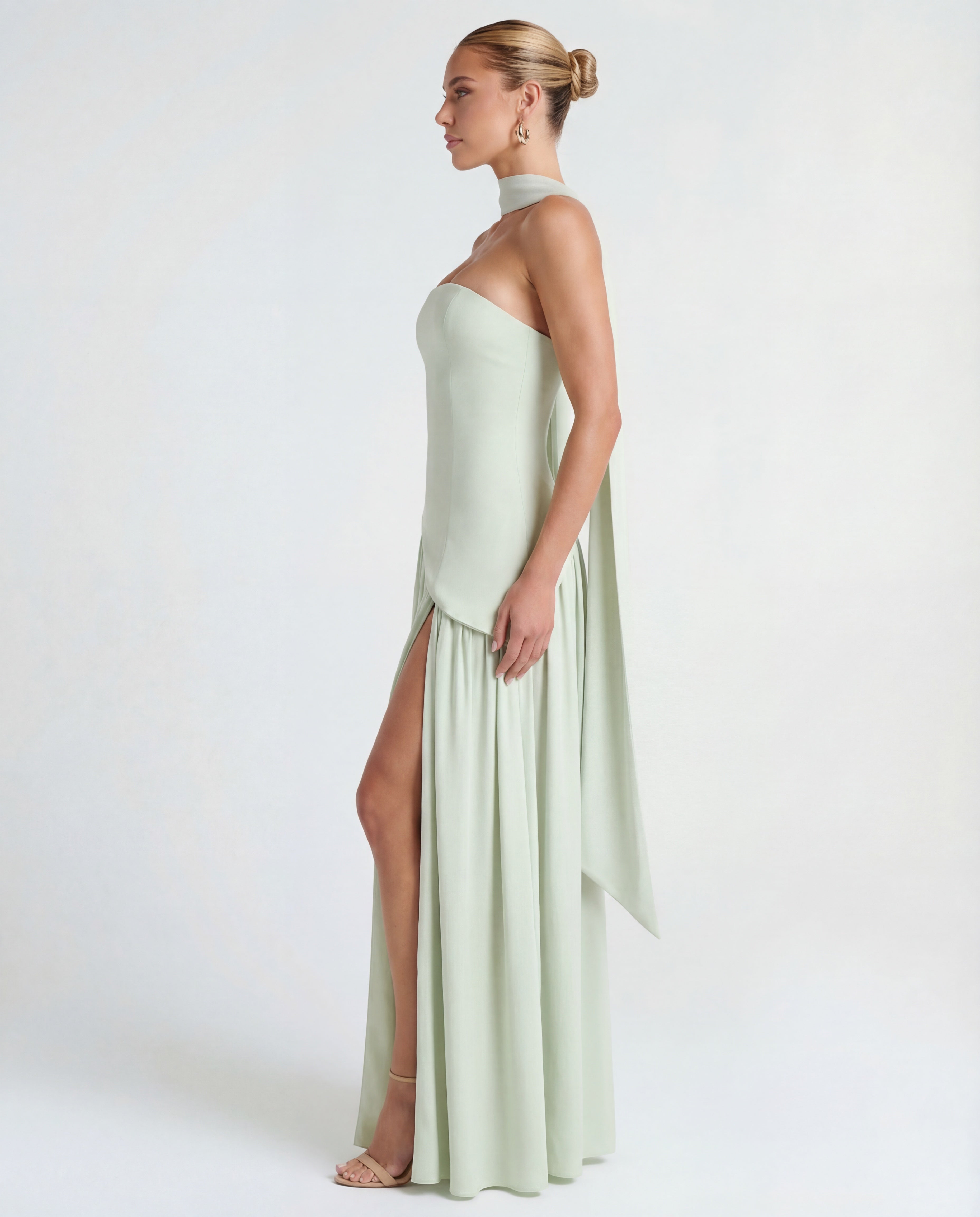 Thigh-High Split Strapless Maxi Dress Women UK – Evening Events, Party Wear