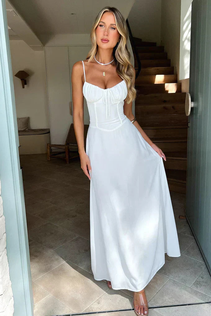 Sweetheart Tie-Front Maxi Dress Women UK – Summer Outfit, Garden Party