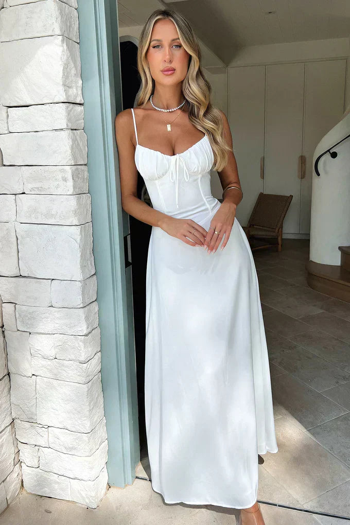 Sweetheart Tie-Front Maxi Dress Women UK – Summer Outfit, Garden Party