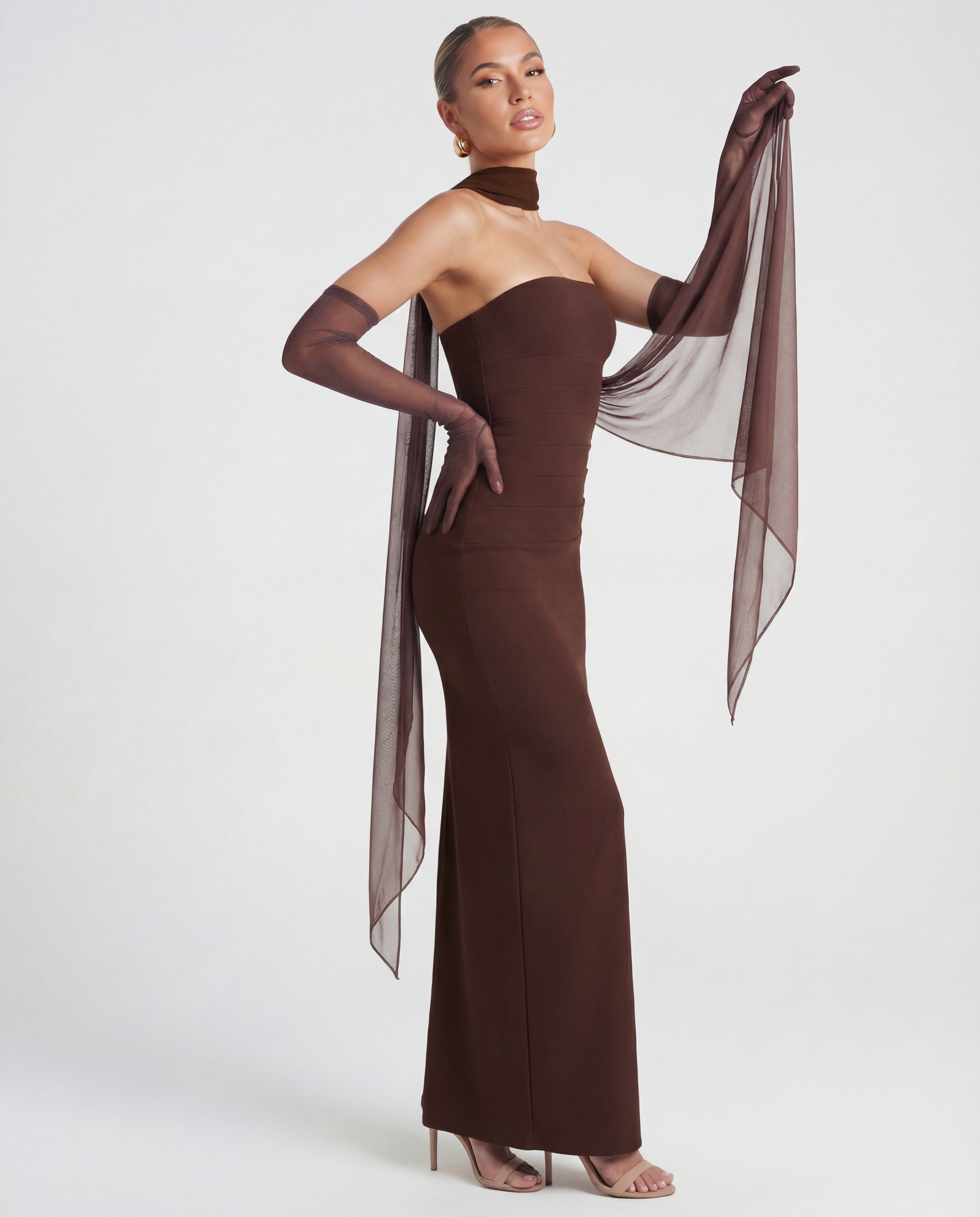 Non-Stretch Crepe Strapless Maxi Dress Women UK – Evening Gown, Cocktail Event