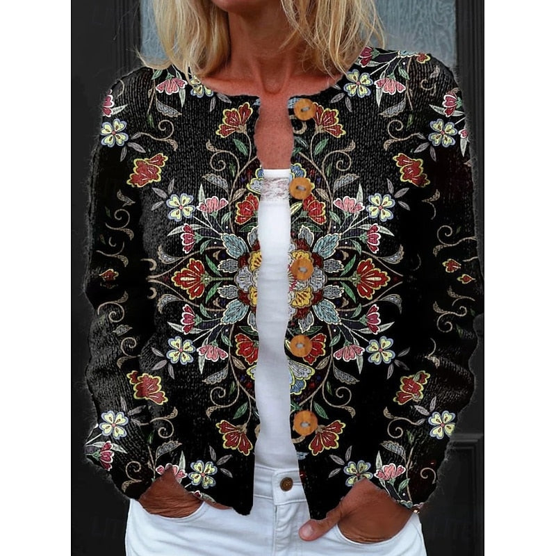 Floral Button-Front Cardigan | Lightweight Knit | Women's Casual Outerwear