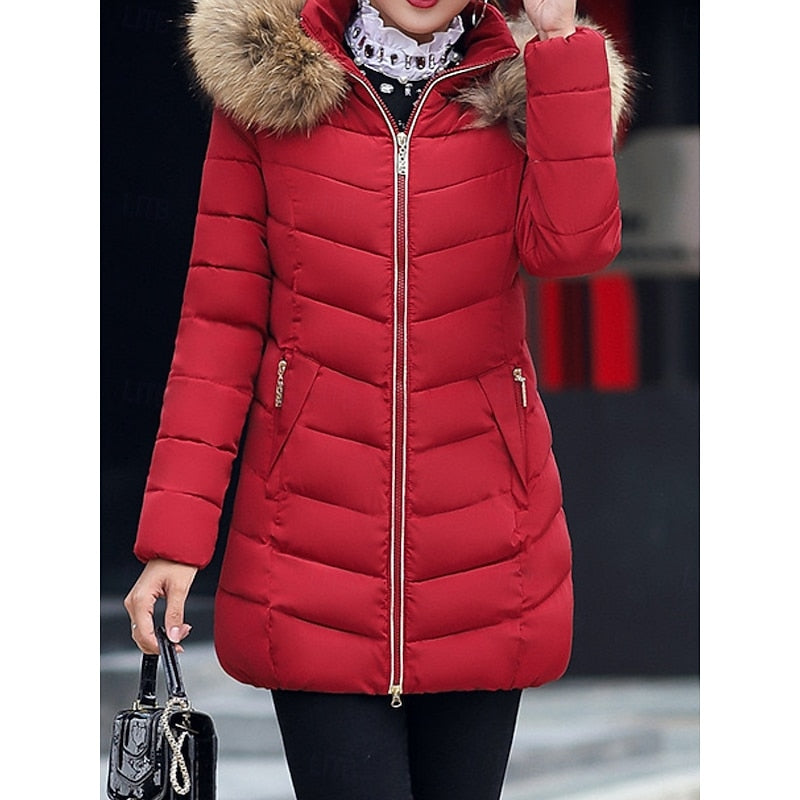 Hooded Quilted Winter Parka with Insulated Lining for Cold Weather Wear