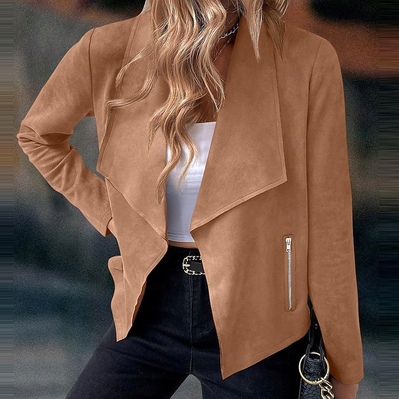 Draped Open-Front Jacket in Lightweight Fabric for Layering and Everyday Wear