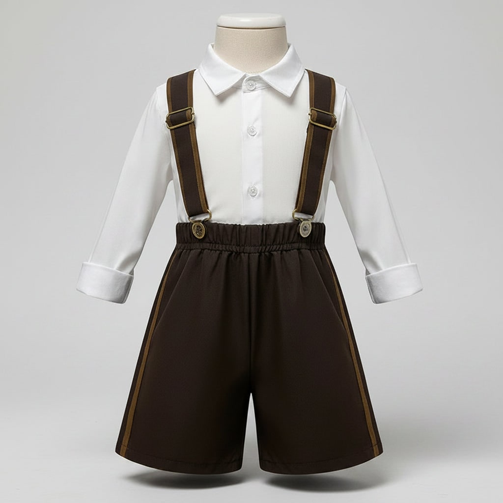 Men's Oktoberfest Costume Lederhosen Outfit with Suspenders and Lace-Up Corset
