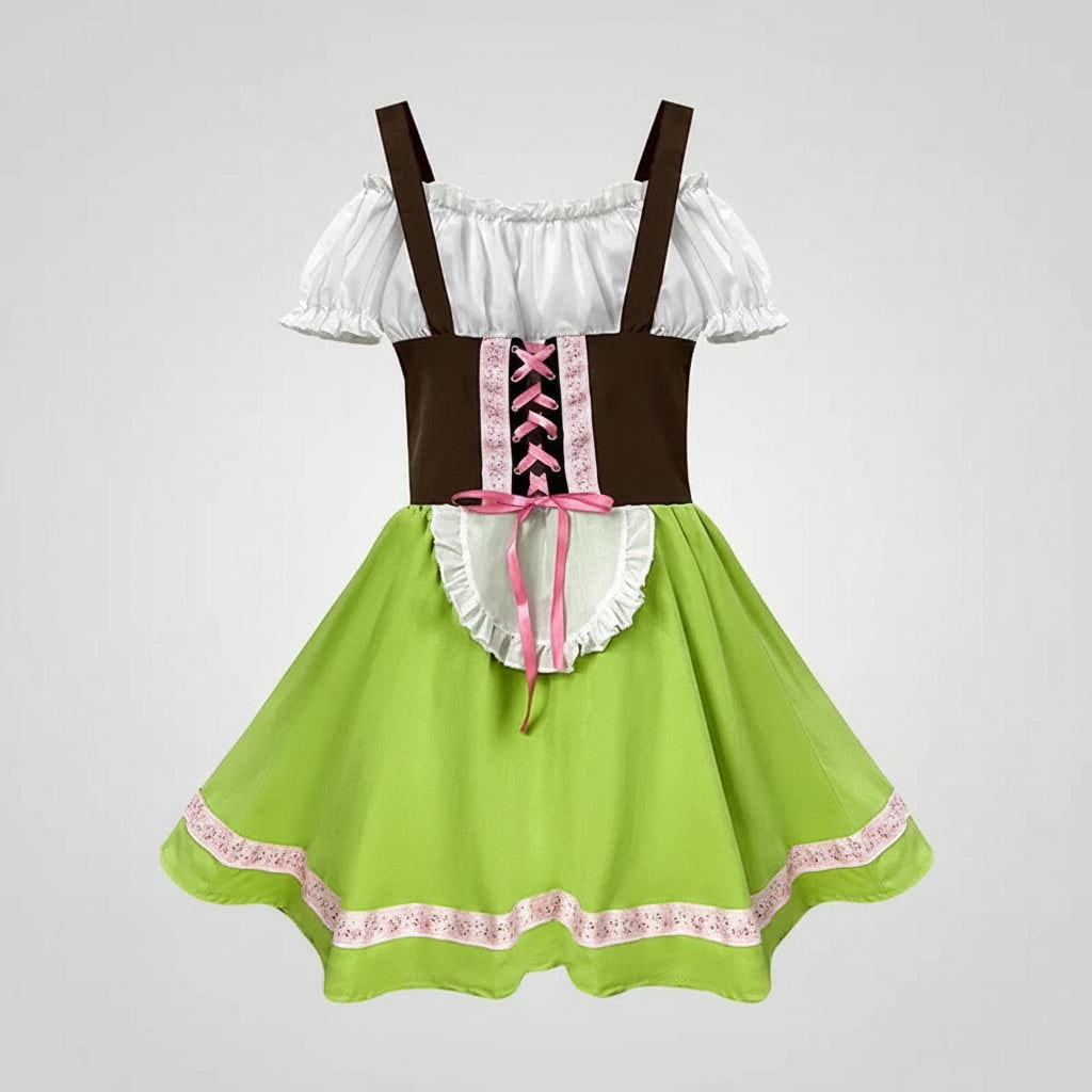 Men's Oktoberfest Costume Lederhosen Outfit with Suspenders and Lace-Up Corset