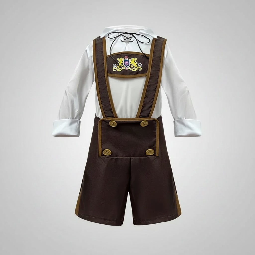 Men's Oktoberfest Costume Lederhosen Outfit with Suspenders and Lace-Up Corset